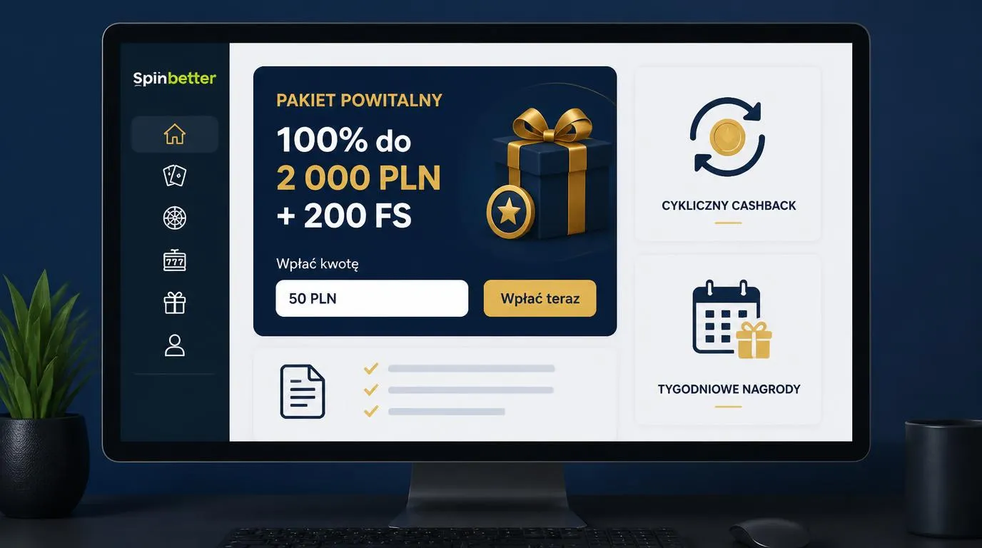 Panel bonusu powitalnego 100% do 2 000 PLN i 200 FS z minimalnym depozytem 50 PLN oraz kartami nagród